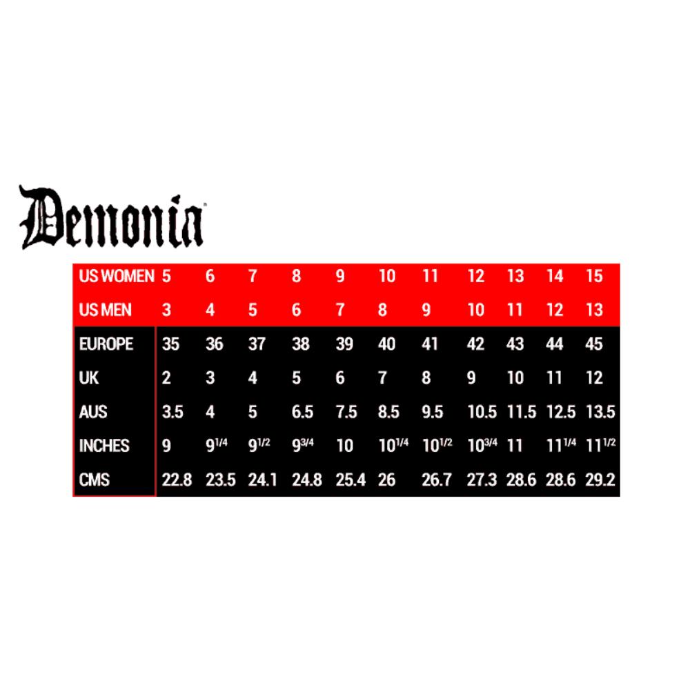 Demonia Size Chart